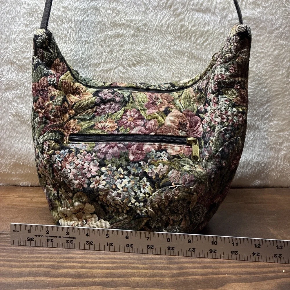 Vintage Floral Tapestry Shoulder Bag Wallet Set Multicolor Grandmacore